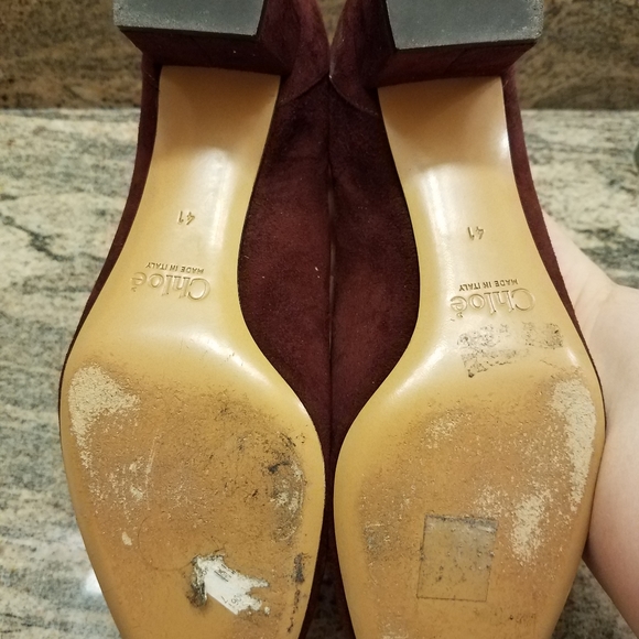 Chloe Burgandy Low heels size 41 - Picture 4 of 4